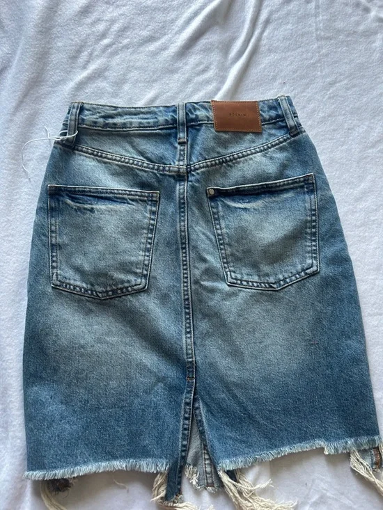 H&M Blue Distressed Denim Pencil Skirt - Picture 8 of 8